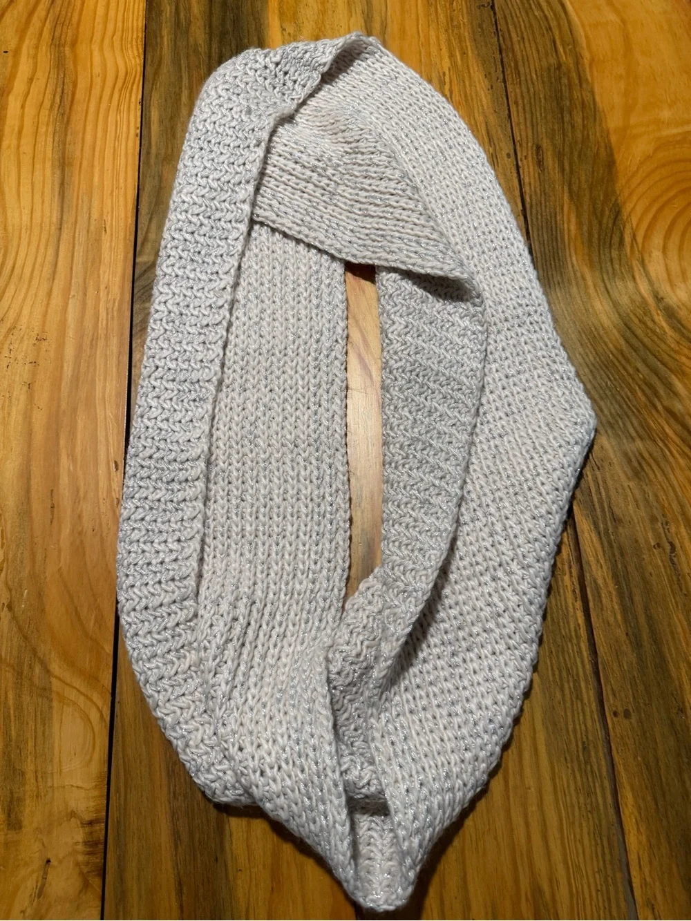 LOFT Cream Silver Knit Scarf
